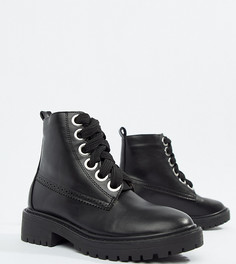 Черные ботинки для широкой стопы с толстой подошвой и шнуровкой Lost Ink - Черный