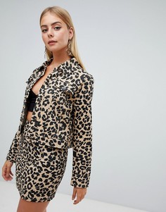 Джинсовая куртка с леопардовым принтом PrettyLittleThing - Мульти