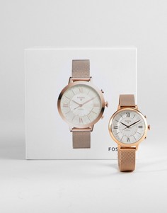 Гибридные смарт-часы 36 мм с сетчатым браслетом Fossil FTW5018 Q Jacqueline - Золотой