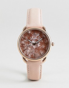 Розовые часы с кожаным ремешком Fossil ES4419 35 мм - Розовый