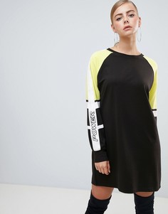 Черное платье-футболка со вставками колор блок Missguided - Черный