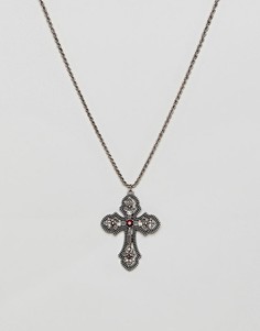 Ожерелье с крестом и камнями ASOS DESIGN - Золотой