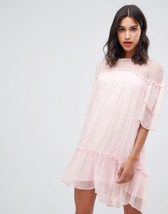 Свободное платье мини с пестрым принтом Stevie May Alder - Розовый