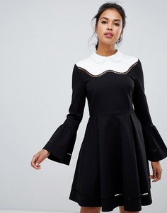 Короткое приталенное платье с кружевной отделкой Ted Baker - Мульти