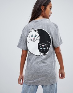 Свободная футболка с принтом RIPNDIP - Серый