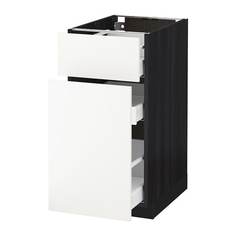МЕТОД / МАКСИМЕРА Напольн шкаф/выдвижн секц/ящик, черный, Хэггеби белый Ikea