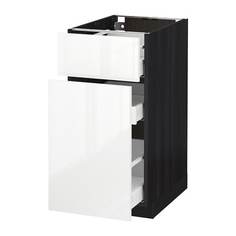 МЕТОД / МАКСИМЕРА Напольн шкаф/выдвижн секц/ящик, черный, Рингульт белый Ikea