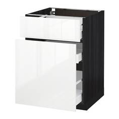 МЕТОД / МАКСИМЕРА Напольн шкаф/выдвижн секц/ящик, черный, Рингульт белый Ikea