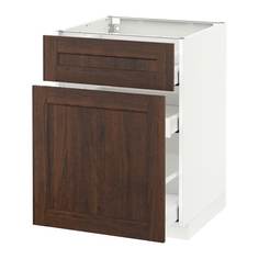 МЕТОД / МАКСИМЕРА Напольн шкаф/выдвижн секц/ящик, белый, Эдсерум коричневый Ikea