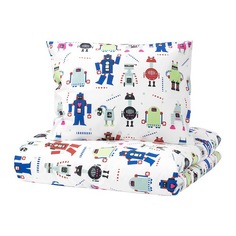 ЛАТТО Пододеяльник и 1 наволочка, маленькие роботы, разноцветный Ikea