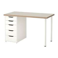 ЛИННМОН / АЛЕКС Стол, бежевый, белый Ikea