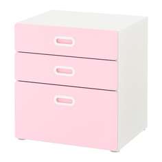 СТУВА / ФРИТИДС Комод с 3 ящиками, белый, светло-розовый Ikea