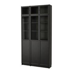БИЛЛИ / ОКСБЕРГ Стеллаж, черно-коричневый, стекло Ikea