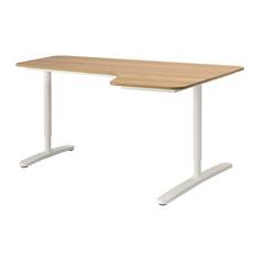 БЕКАНТ Углов письм стол правый, дубовый шпон, белый Ikea