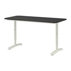 БЕКАНТ Письменный стол, черно-коричневый, белый Ikea