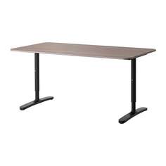 БЕКАНТ Письменный стол, серый, черный Ikea