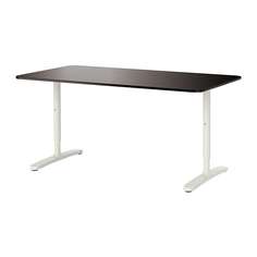БЕКАНТ Письменный стол, черно-коричневый, белый Ikea