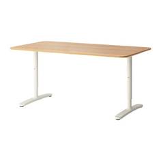 БЕКАНТ Письменный стол, дубовый шпон, белый Ikea