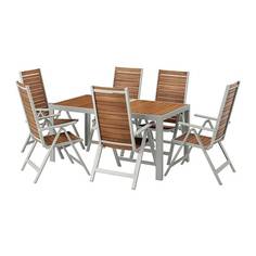 ШЭЛЛАНД Стол+6кресел,д/сада, светло-коричневый, светло-серый Ikea