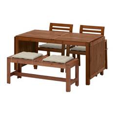 ЭПЛАРО Стол+2кресла+скамья, коричневый, Холло бежевый Ikea