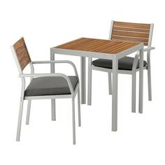 ШЭЛЛАНД Садовый стол и 2 легких кресла, светло-коричневый, ФРЁСЁН/ДУВХОЛЬМЕН темно-серый Ikea