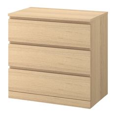 МАЛЬМ Комод с 3 ящиками, дубовый шпон, беленый Ikea
