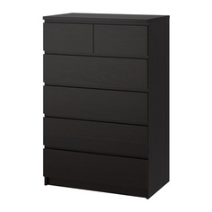 МАЛЬМ Комод с 6 ящиками, черно-коричневый Ikea