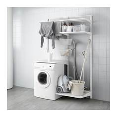 АЛЬГОТ Настенная шина/полки/сушилка, металлический белый Ikea