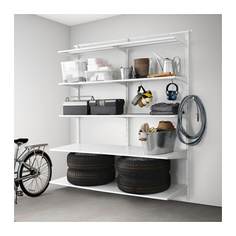 АЛЬГОТ Настенная шина/полка/крючок, металлический белый Ikea
