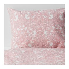 ЙЭТТЕВАЛЛМО Пододеяльник и 2 наволочки, белый, розовый Ikea