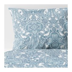 ЙЭТТЕВАЛЛМО Пододеяльник и 2 наволочки, белый, синий Ikea