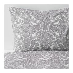 ЙЭТТЕВАЛЛМО Пододеяльник и 1 наволочка, белый, серый Ikea