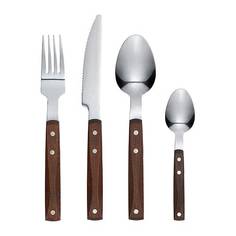 РУСТИК Столовый набор,24 предмета, темно-коричневый Ikea