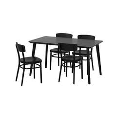 ЛИСАБО / ИДОЛЬФ Стол и 4 стула, черный, черный Ikea