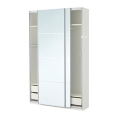 ПАКС Гардероб, белый, Аули зеркальное стекло Ikea