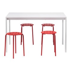 МЕЛЬТОРП / МАРИУС Стол и 4 табурета, белый, красный Ikea