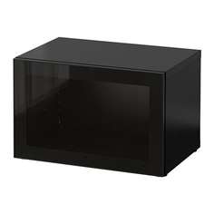 БЕСТО Стеллаж со стеклянн дверью, черно-коричневый, Глассвик черный/прозрачное стекло Ikea