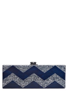 Клатч с графичным рисунком и отделкой глиттером Edie Parker