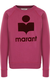 Хлопковый пуловер с круглым вырезом и логотипом бренда Isabel Marant Etoile