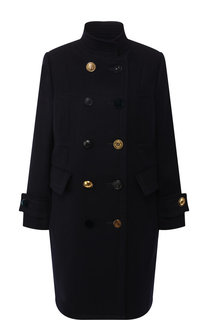 Двубортное шерстяное пальто с воротником-стойкой Sacai