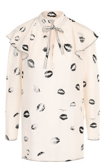 Шелковая блуза с оборками и принтом Sonia Rykiel