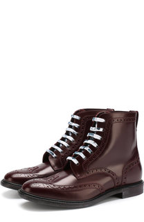 Высокие кожаные ботинки на шнуровке с брогированием Burberry
