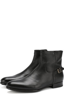 Кожаные ботинки с внутренней отделкой из овчины Santoni