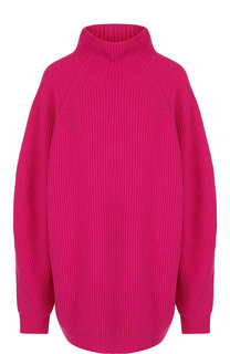 Однотонный пуловер из смеси шерсти и кашемира с воротником-стойкой Erika Cavallini
