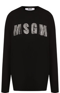 Хлопковый пуловер с декоративной отделкой MSGM
