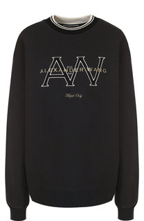 Хлопковый пуловер с круглым вырезом и логотипом бренда Alexander Wang