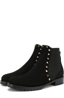 Замшевые ботинки Valentino Garavani Rockstud с внутренней отделкой из овчины Valentino