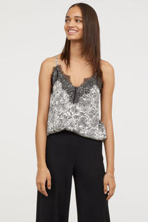 Атласная майка с кружевом H&M