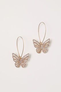 Серьги с бабочкой из стразов H&M