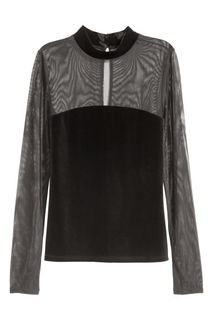 Топ из велюра и тюля H&M